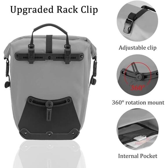 ROCKBROS Bike Pannier Waterproof Bike Rear Rack Bag Max 30L Large Capacity - Picture 6 of 10